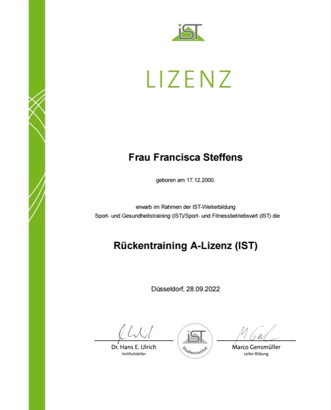 Rückentraining A-Lizenz
