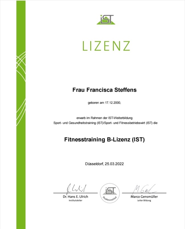Fitnesstraining B-Lizenz